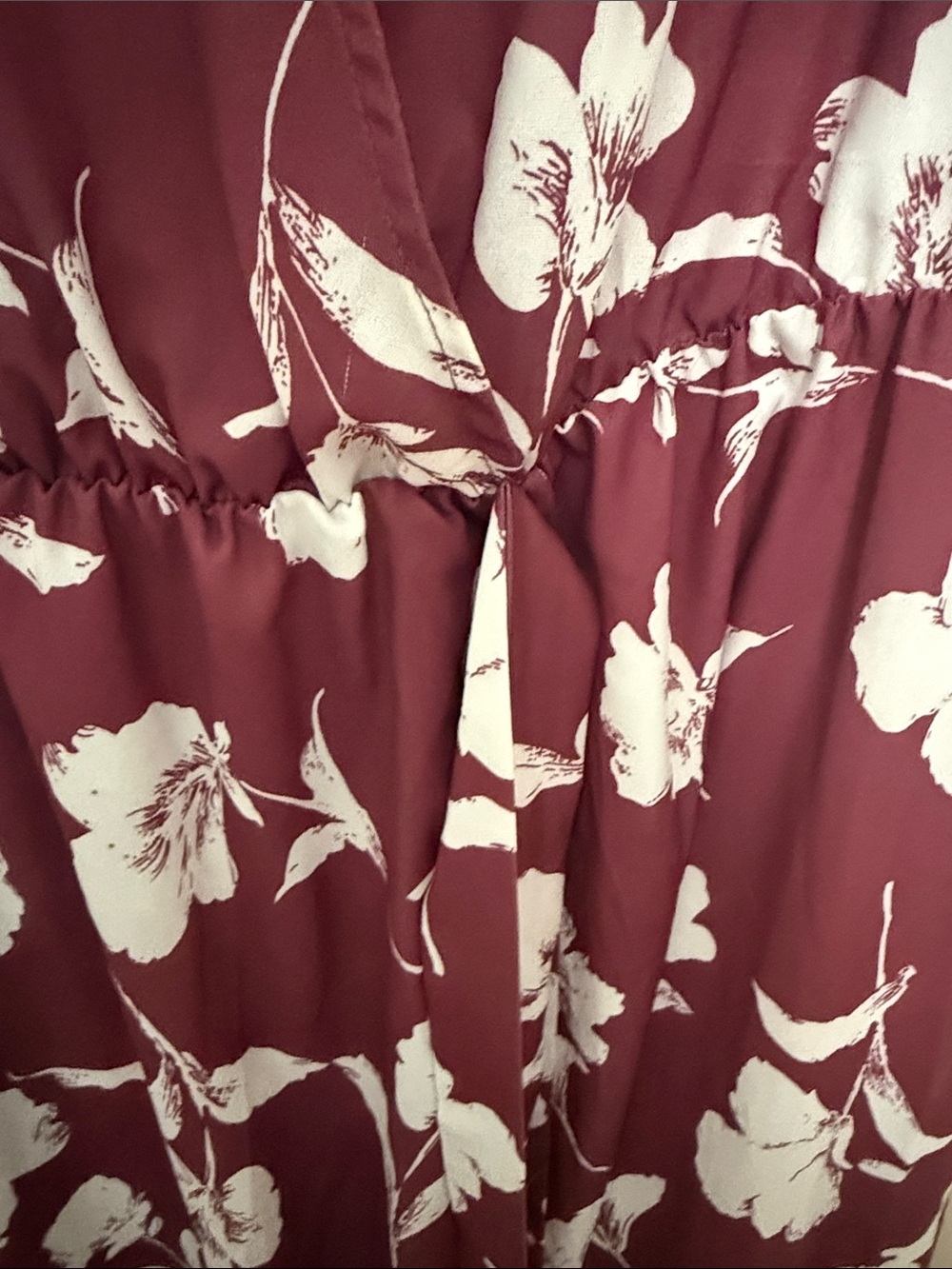 BloomChic Burgundy and White Floral Wrap-Style Maxi Dress - Picture 3 of 5